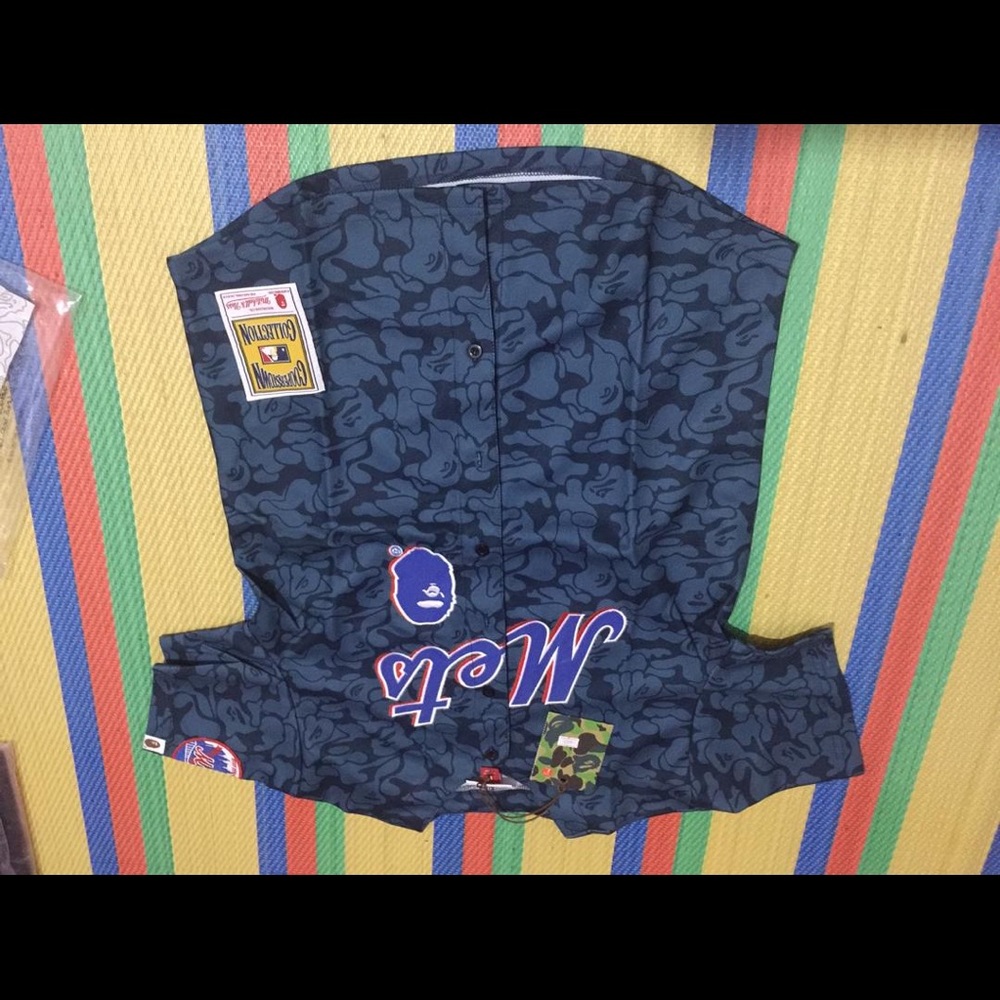 Bape Mets Camo Baseball Jersey